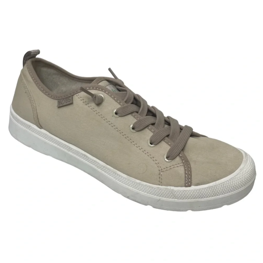 BOBS Sketchers Beyond Simply Earthy Tan Laced Slip On Canvas Sneakers Size 11